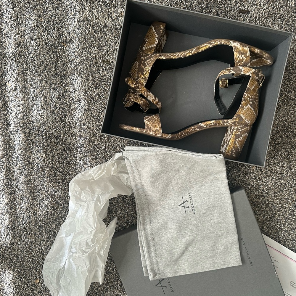 Aquatalia bronze, snakeskin, print women’s size 11 sandals worn one time